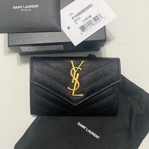 NEW YSL Small Grain de Poudre Envelope Wallet Black